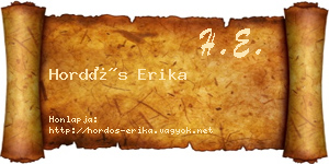 Hordós Erika névjegykártya