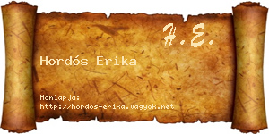 Hordós Erika névjegykártya